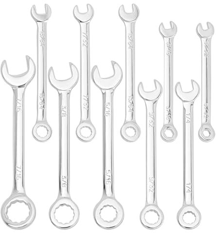 Mesee Small Wrench Set, 10 Pieces SAE Open End & Box End Combination Wrenches 5/32-7/16 Mini Ignition Wrench Spanner Tools for Automotive Industry Electronics Mechanic Furniture Repairs