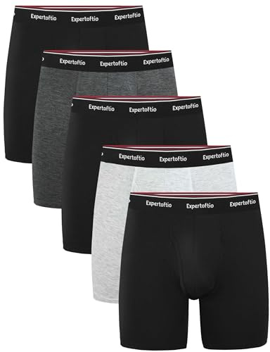 Expertoftio Boxer Uomo Pantaloncini Comodi Mutande Uomo in bambù Ultra Morbido Confezione da 5, Microfibra Multipack con Apertura Frontale