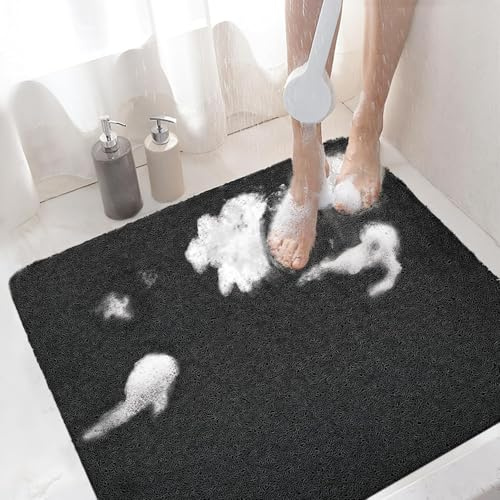 Luffa Badematte, Duschmatte rutschfest, Weich Komfort Duschmatten Badewannenmatte- Duscheinlage rutschfest - Familien, Kinder & Senioren (60 x 60 cm，Schwarz)
