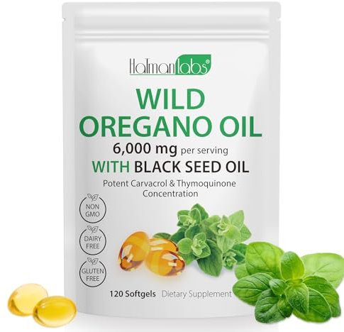 Oregano Oil, Oil of Oregano Softgels, Organic 300mg Oregano Herbal Supplement, Black Seed Oil 200mg, Oregano Oil Supplement Capsules, Non-GMO, Gluten Free, 120 Softgels