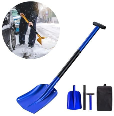 Pale da neve, 2024 Nuove pale da neve aggiornate per la rimozione della neve, pala da neve portatile in alluminio per giardino, campeggio, gioco del pupazzo di neve ed emergenza (dimensioni: blu)