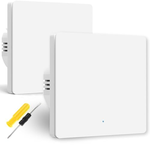 Acmerota Weißer Smart Light Switch für ZigBee-Fernbedienungs-Lichtschalter, kompatibel mit Tuya APP, funktioniert mit Alexa & Google Home, große Tasten (kein neutraler einzelner Wippschalter, 2Pack)