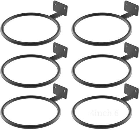 QTJUST 4in Wall Flower Pot Holder Ring Plant Hanger, 6Pack Metal Planter Hooks Wall Mounted Bracket Heavy Duty for Outdoor Indoor