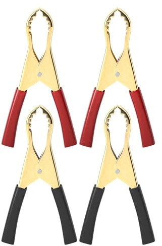 Cleqee 4PCS Insulated Alligator Clips Black & Red Crocodile Clamps | For Loaded Truck Car Battery Charging, Electrical Testing