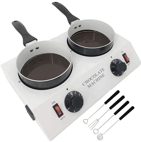 WOTZOV Máquina para fundir Chocolate con Dos ollas, Olla Antiadherente de Acero Inoxidable, máquina para Calentar Fuentes de Chocolate, Herramientas para Hornear, Accesorios con 2 botell