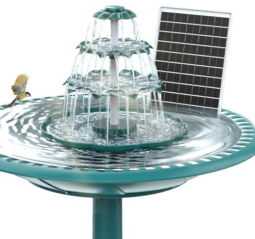 AISITIN Fontana fai da te, set di abbeveratoio per uccelli con fontana solare da 6,5 W, a 3 livelli per esterni, vasca per uccelli e fontana solare fai da te, rimovibile e adatta per giardino, gioco