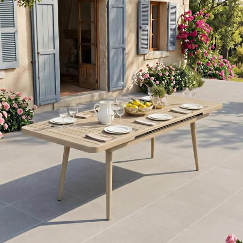IDIMEX Gartentisch Sunny, Champagner - Outdoor Tisch ausziehbar bis 200cm, pulverbeschichtetes Aluminiumgestell, wetterfest & UV-beständig, ideal für Garten und Terrasse