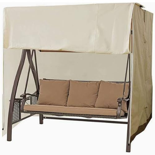 Funda Impermeable para Columpios de Patio de 2/3 Asientos, Funda de Repuesto para Columpio de Jardín, Antipolvo Anti-UV Impermeable Muebles Fundas, Tela Oxford 210D(Beige,170 * 61 * 117cm)