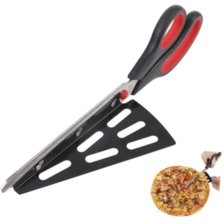 ULTECHNOVO Tijeras De Pala Multifuncionales Espátula De Pizza Tijeras Cortadoras De Pizza Siccors De Pizza Rojo
