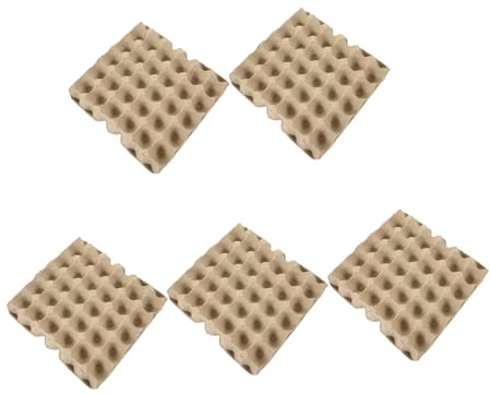 Bandeja de Huevos de Papel Pulpa 5 Piezas para Refrigerador | Diseño Apilable, Formato Delgado y Compacto, Color Beige, Organización del Frigorífico