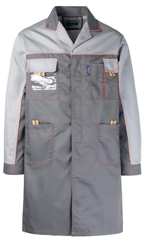 Oralidera Bleu de Travail pour Homme Blouse de Laboratoire Artisan Atelier Veste de Travail de Manches Longues à Boutons Blouse d'atelier Lycée Bricolage, Gris, L