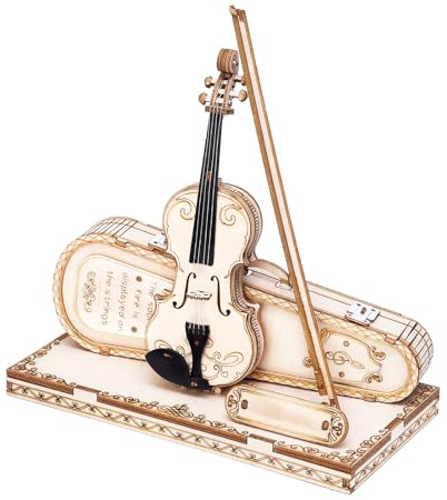 Violon 3D Puzzle Bois,Voiture Maquette Construire Casse Têtes,Ensemble de Construction Mécanique à Assembler,Unique Intéressante Cadeau