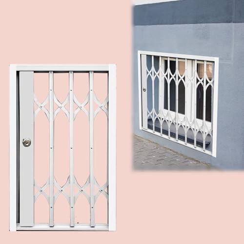 Folding Security Bars for Basement Windows - Outdoor Burglary Protection Fencing for Loft, Shed, Horse Stalls - Invisible Sliding Grate Gate (26x24/66x61cm)