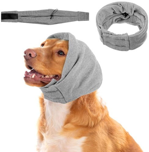 MBAIYO Ohrenschutz Für Hunde Beruhigende,Dog Calming Hoodie, Anxiety Relief Dog Ear Muffs Hoodie Hund Für Hund Hals Und Ohren Wärmer(Grau)