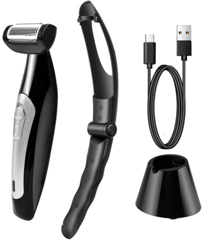 Razor De Espalda Para Hombres, Maquinillas De Afeitar De La Espalda - Recortador De Pechuga Con Mango Largo - Cortador De Vello Corporal, Mango Extremo De La Pelea De Mechón Eléctrico O Húmedo Eléctri