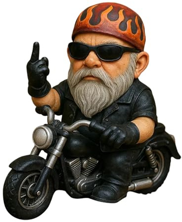 Gartenzwerg Motorrad, Statue Wasserdicht Sonnenschutz Gartendeko für den Garten, lustig Gartenornamente, Gnomen-Gartenstatue, für männer, Deko für Arbeitszimmer, Garten, Rasen, Schlafzimmer (1PC)