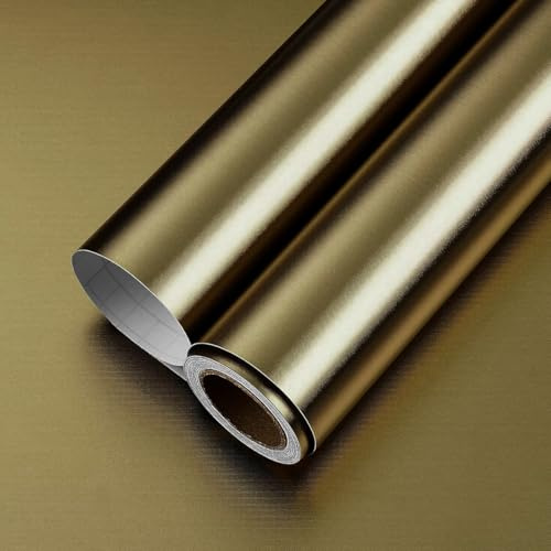 YENHOME Självhäftande papper för möbler guld, 40 x 300 cm, dekorativ metalldekal för möbler, beläggning, bänkskiva, kök, självhäftande vinyltapet, för diskmaskin, bord