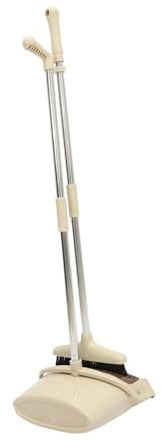 OATIPHO Household Stainless Steel Broom and Dustpan with Clip Snap Compact Storage Suitable for Floors Indoor Outdoor Cleaning Tool for Home Garden Garage Pet Shop Use