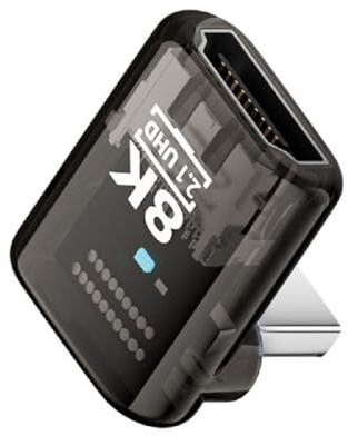 cablecc UHD 8K 60hz ad angolo di 90 gradi basso profilo HDMI 2.1 femmina a HDMI maschio, prolunga trasparente con Smart LED HDTV