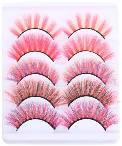 KICHOUSE 10Pcs Colorful 3D Stage Makeup False Eyelashes Thick Volume Artificial Lashes Extension Supplies for Women Party and Performance