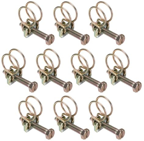 sourcing map 10pcs Adjustable Double Wire Hose Clamp 11-14mm Carbon Steel Wire Hose Clips Pipe Tube Clamps for Dust Collection Rubber PVC Pool Pump Hose