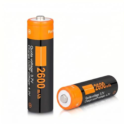 3.7V 18650 Rechargeable Battery, 2600mAh High Capacity Batteries Perfectly fits LED flashlights, headlamps, headlights, smart doorbells, wireless cameras, and small fans（2 Pack)