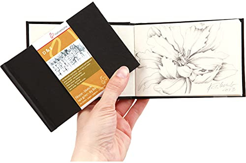 Hahnemuhle Sketch Book D&S, 140gsm Book, Black with stitched binding, 25 x 25 cm
