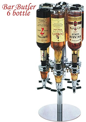 Bakaji Portabottiglie Spillatore Dosatore da Tavolo Tavola Birra Bevande Alcolici 6 Posti, telaio in Alluminio, base tonda, Bar Butler 6 Shot Dispenser