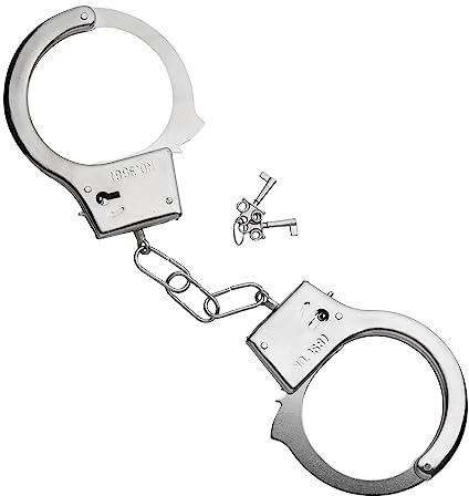 W WIDMANN MILANO Party Fashion - 2413D - Menottes en métal avec clé, argent, accessoire pour criminels, détenus, policiers