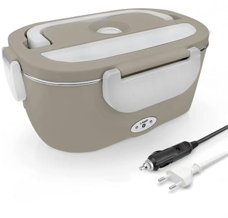 Wintem - Porta Pranzo Termico Elettrico 1,5L con Contenitori in Acciaio Inox, Riscaldamento 30 Min, Comparti Separati, Ideale per Ufficio, Viaggi e Pausa Pranzo Fuori Casa