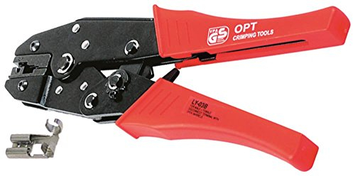 Crimpzange Standard mit Übersetzung/Backen auswechselbar gewinkelt Pressbereich 0,5-2,5 mm² Kabelschuhe unisoliert