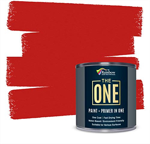 THE ONE All-In-One Paint & Primer - Red Matte, 250 ml | Multi-Surface 1 Coat Formula | Easy Indoor & Outdoor Decorating for Home & Garden Walls, Floors & Furniture | Durable, Water-Based & Low VOC