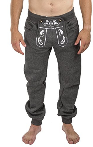 Herren Trachten Jogging Lederhose lang - Jogginghose Bestickt - Trachtenhose - Schöneberger Trachtenlederhose Trachtenläufer