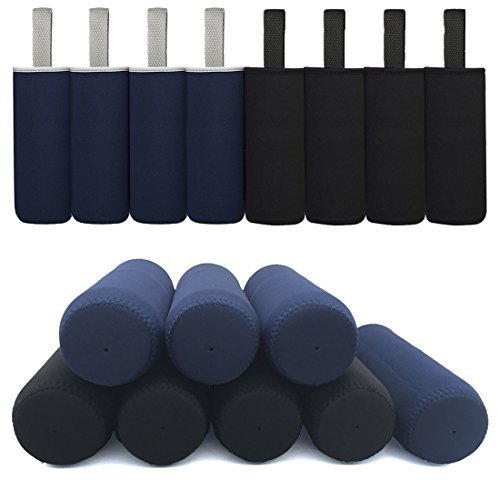 Kvvdi 8 Pack 12 oz - 26 oz Neoprene Water Bottle Sleeve Insulated Glass Drink Bottle Cover (4 Navy+4 Black)