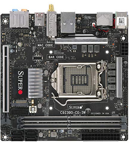 Supermicro MBD-C9Z390-CG-IW-O Motherboard LGA 1151 (300 Series) Intel Z390 DDR4 SATA 6GB/s M.2 DisplayPort HDMI 1G LAN Wi-Fi USB 3.1 RGB Mini-ITX