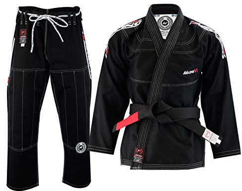 Malino Traje Jiu Jitsu Gi Brasileño Negro, Uniforme de adulto, Perla tejido 100% algodón 550Gsm, Pantalones 10oz Ripstop Talla A4
