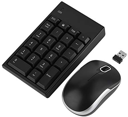 Bewinner Set Tastiera numerica Wireless, Combinazione di Mouse Tastiera Wireless 2.4 GHz Mouse Ottico 1200 DPI e Tastiera numerica Wireless a 22 Tasti, Plug And Play Senza Software o Driver richiesti