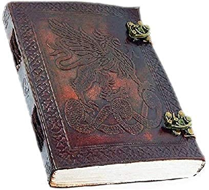 OVERDOSE Vintage Celtic Griffin Journal Dragon Diary con doble cierre C - Diario antiguo hecho a mano | Diario de cuero encuadernado | Cuaderno de bocetos de cuero | 6 x 8 pulgadas | 15 x 20 cm I A5