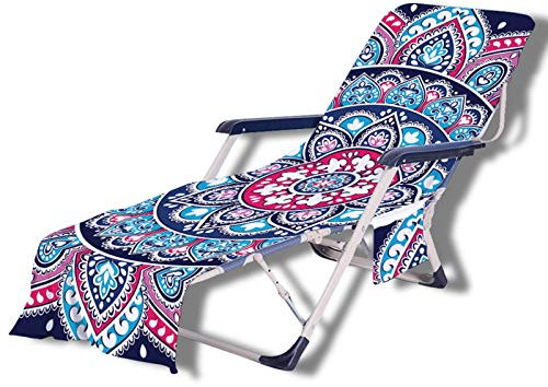 Strandtücher Tragbare Strand Stuhl Handtuch mit Tasche ,Bunt Böhmen Mandala Blumen Drucken Schonbezug Gartenliege für Sonnenliege, Pool, Sonnenbad, Garten (Farbe 5, 75 × 210 cm)
