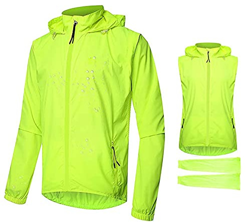 SFITVE 2 in 1 Outdoor Fahrradjacke Herren Atmungsaktiv Sommer,Wasserdicht Fahrradweste Herren Reflektierend mit Abnehmbaren Ärmeln,UV-Schutz Ultraleichte Mountainbike Jacket