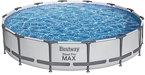 Bestway Steel Pro MAX Frame Pool Set mit Filterpumpe Ø 427 x 84 cm, lichtgrau, rund