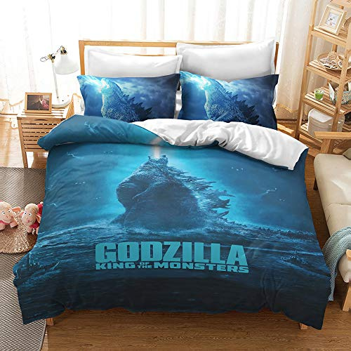 CHAOSE Bettwäsche-Set Mit Bettbezug Und 2 Kissenbezügen 65 X 65 cm ? Allergien Vorbeugen ? Godzilla Japan ? Pflegeleicht (Godzilla 03,135 x 200 cm)