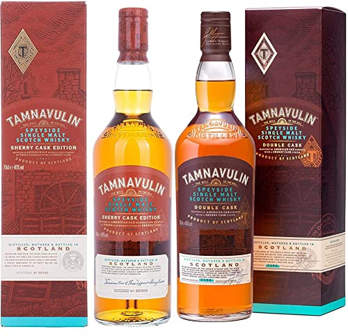 Tamnavulin Sherry Cask - Whisky Escocés - Speyside Single Malt Afinado en 3 Botas de Jerez diferentes - 700ml & Double Cask - Whisky Escocés - Speyside Single Malt Afinado en Bota de Jerez - 700ml
