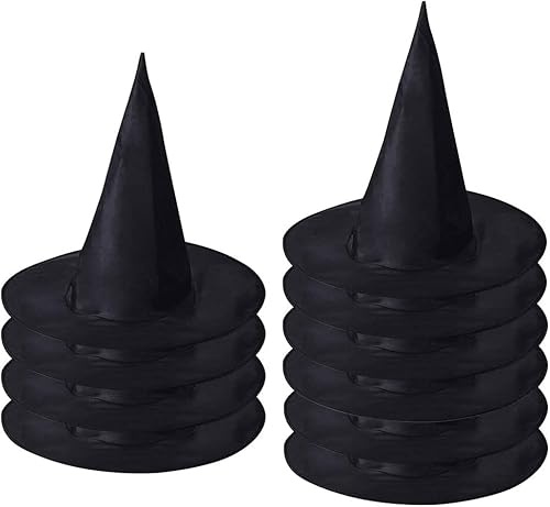 10 pièces de chapeaux de sorcière noire d'Halloween, droits et simples, emballage léger, adapté aux fêtes d'Halloween chapeau sorciere femme sorciere halloween decoration chapeau de sorcière enfant