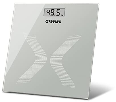 G3 Ferrari G30053 Bilancia Pesapersone Digitale Onda, 100 g / 150 kg; Vetro temperato; Grigio
