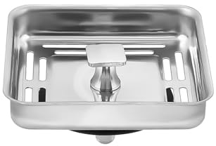 Fyrkantig diskho sil dränering rostfritt stål kök badrum handfat stolpe propp avfallsplugg - 78 x 42 mm, 16 bågformade hål