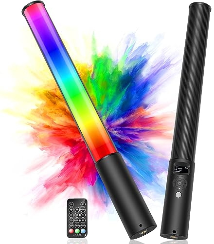 LUXCEO RGB LED Tube Light, Full-Color Portable Handheld Light Wand with LCD Screen, Brightness 0-100% adjustable,2500K-6500K CRI 95+,2500mAh Battery,12 Light Scenes for Youtube, Vlog, Photography