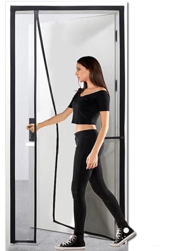 Magnetisches Moskitonetz für Türen - 200x220 cm - Automatisch widerstandsfähiger Moskito-Vorhang Streifen durchlässiger Anti-Insekten-Verschluss für Terrasse/Schiebetür,Schwarz
