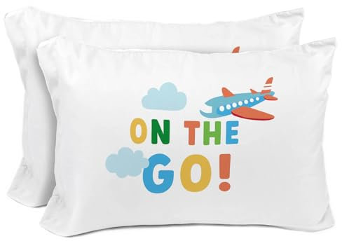 Sunny Side Up Beidseitige Kissenbezüge für unterwegs, 2 Stück, für Kinder, superweiche Bettwäsche mit Autos und Flugzeugen