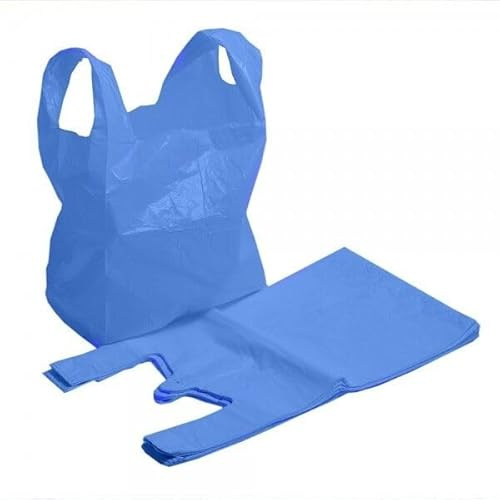 100 x Efforias Sacs de transport bleus 28 x 43 x 53 cm - Sacs de transport en plastique robustes à poignées